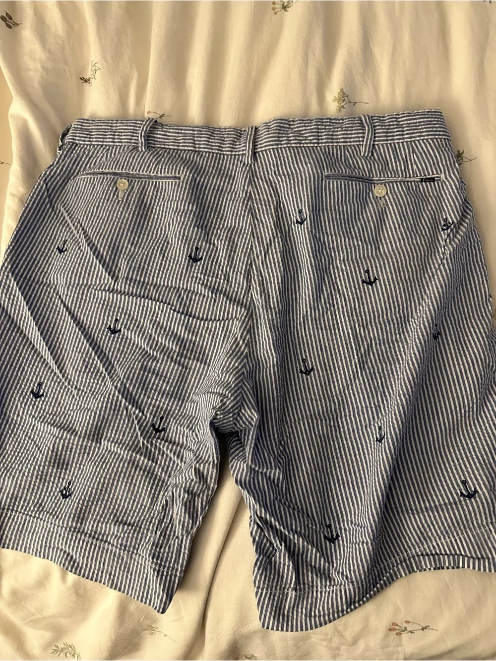 Polo by Ralph Lauren Navy Anchor Embroidered Blue & White Striped Men’s Shorts
